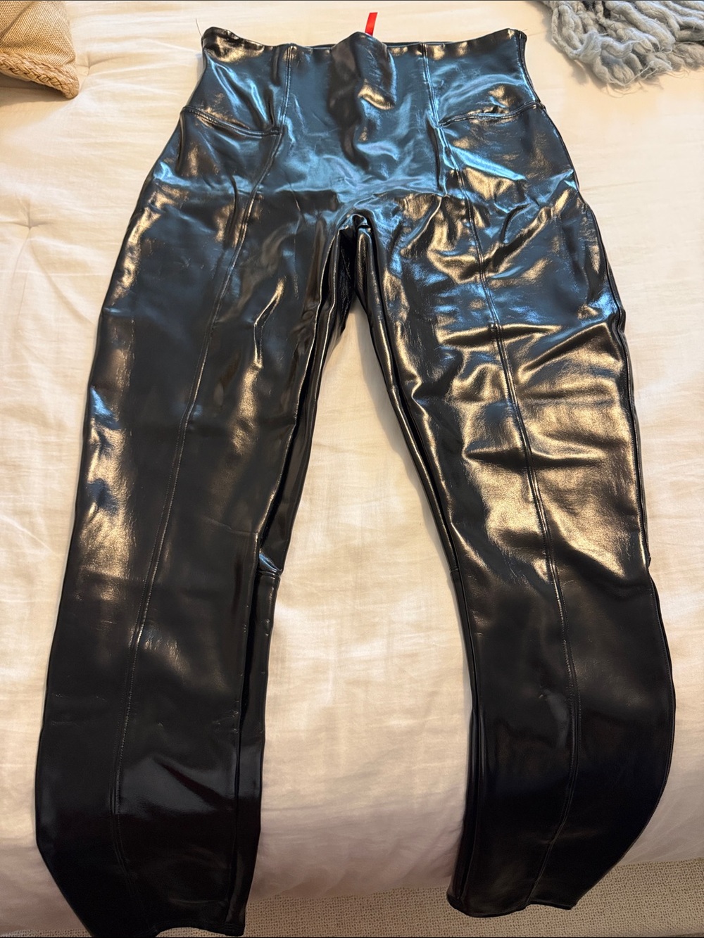 SPANX Women's Black Faux Leather Skinny Jeans